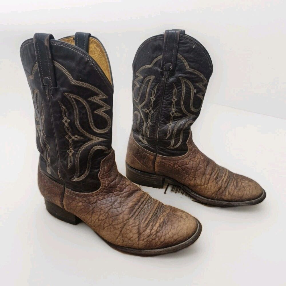 Nocona Vintage Bullhide Western Cowboy Boots 9D Brown Green